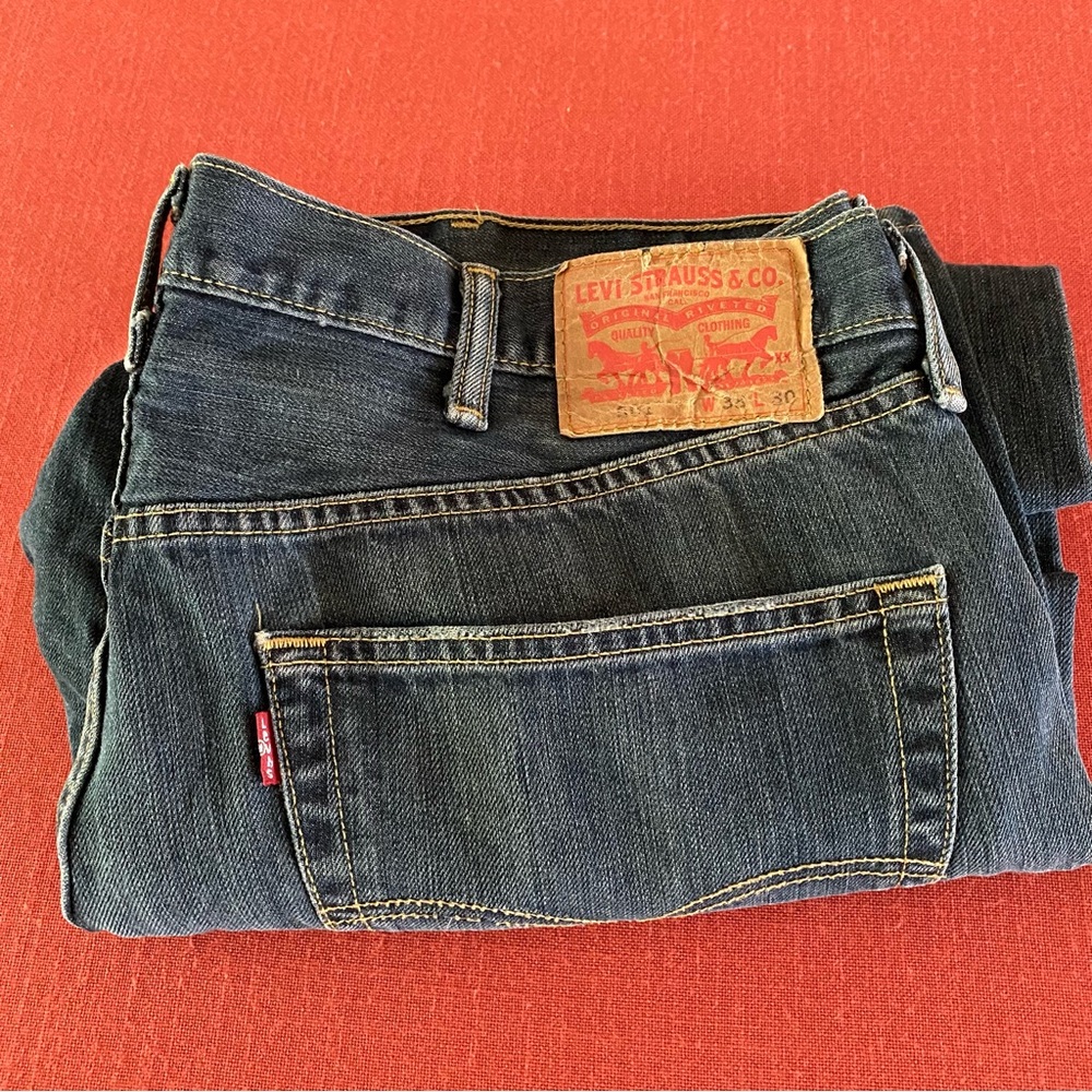 Levi’s 501 Red Tab Button Fly Jeans Blue Denim Workwear Classic Straight 38x30